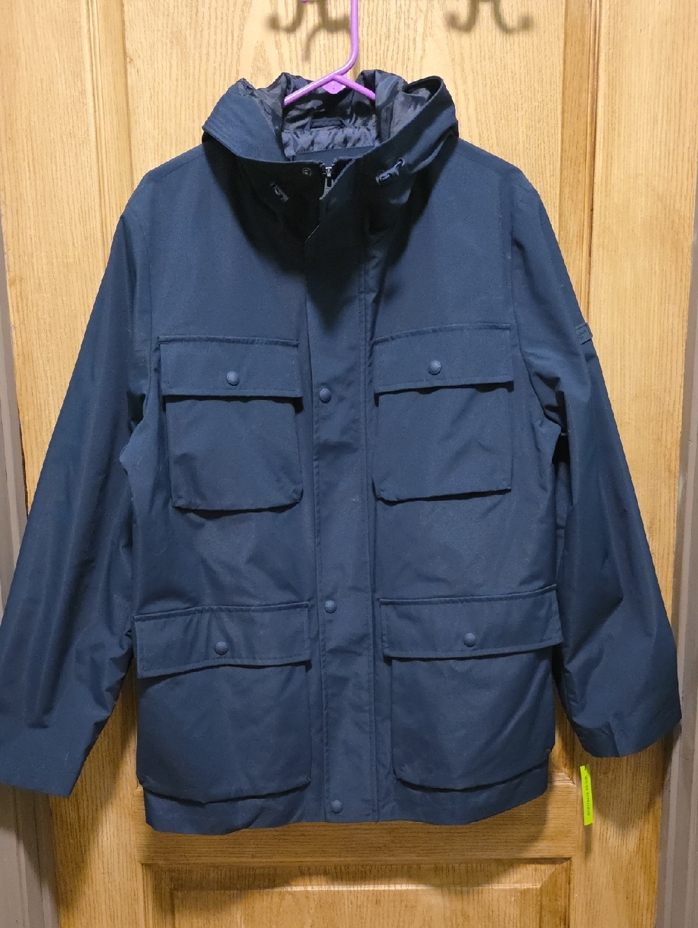 Sam Edelman Navy Hooded Rain Field  Jacket